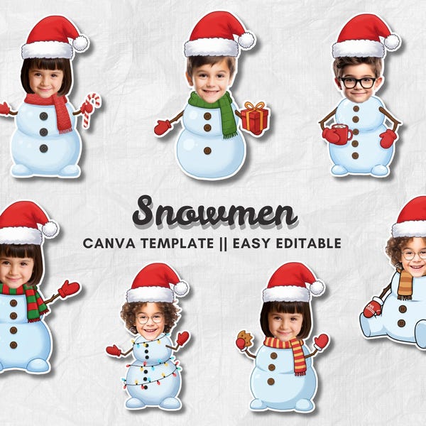Snowmen Add Your Own Face | Christmas Face Blank | DIY Holiday PNG & Clipart
