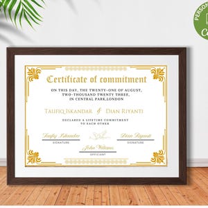 Engagement-Zertifikatsvorlage, druckbares Engagement-Zertifikat, bearbeitbares Engagement-Zeremonie-Zertifikat, Canva-Vorlage