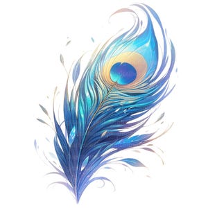 14 Peacock Feather Clipart, Gorgeous Peacock, Printable Watercolor clipart, High Quality JPGs, Digital download, Paper craft, junk journal