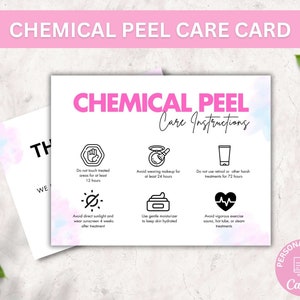 Editable Chemical Peel Aftercare Card Template, Facial Treatment Post Care Instructions, Elegant Design Esthetician Care Cards