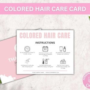 Bearbeitbare Farbige Haarpflege Kartenvorlage, Anweisungen für die Nachsorge für gefärbte Haare, Boho Design Friseur-Anleitung für gefärbte Haare