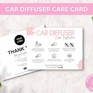 Onderhoudskaart autodiffusor Canva-sjabloon, bewerkbare onderhoudskaart olieverspreider, afdrukbare bedankkaarten voor kleine bedrijven Verpakkingsinzet