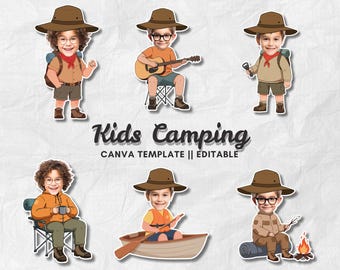 Kids Camping Face Blank – Add Your Own Photo | DIY Camping Party PNG & Clipart