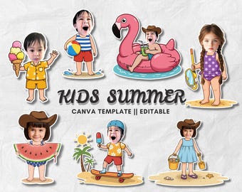 Kids Summer Photo – Add Your Own Face | Personalized Beach & Vacation Theme Craft