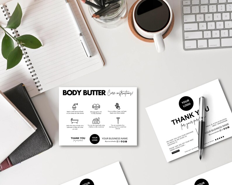 Editable Body Butter Care Card Template, Whipped Shea Butter