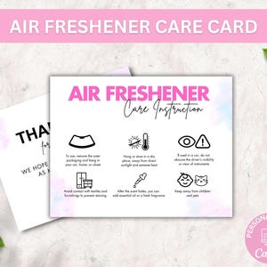 Bearbeitbare Lufterfrischer Pflegekartenvorlage, Sublimations-Lufterfrischer-Pflegeanleitung, elegantes Design druckbare Autoerfrischeranweisungen Canva