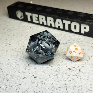 Jumbo D20 Dice | for DND & Tabletop RPGs | Handmade Resin | Jumbo | RPG Dice | Dungeon Master Gift | Chonk D20 Resin | Geode Black
