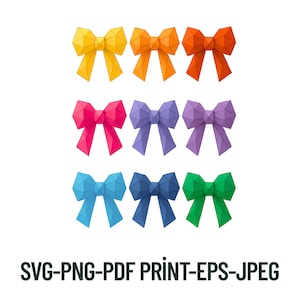Colorful Geometric Bows PNG | Abstract Ribbon Bow PNG | Bright Rainbow Bows | Digital Download for Sublimation, Stickers, Crafts SVG