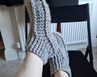Handmade crochet chunky slipper socks.