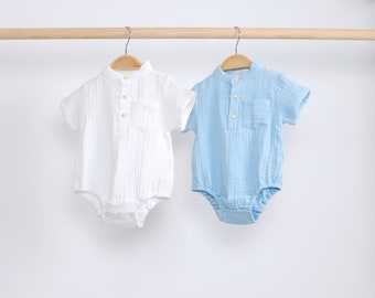 HeyPEACOCK Baby Romper, 100% Muslin Cotton, Boy