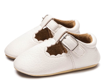 Baby Girl's Scalloped, T-strap All Occasion Shoes (White)