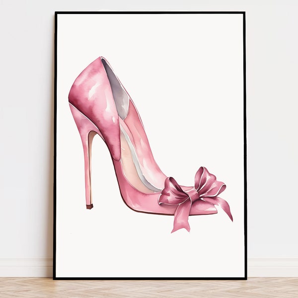 High Heels Art Poster, Print, Fashion Art Print, Paris Art, Bathroom Decor, Bedroom Art, Chic Girly Art, Watercolor Print, Digital Download