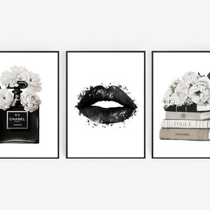Inspired Coco Chanel Prints Set of 3 Wall Art Black Cc 