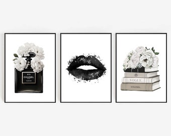 chanel black and white wall art