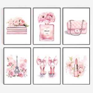 Lot de 6 impression d'art mural rose mode, impression de citation, ensemble d'art de chambre à coucher, ensemble de décoration murale, téléchargement numérique, photographie imprimable