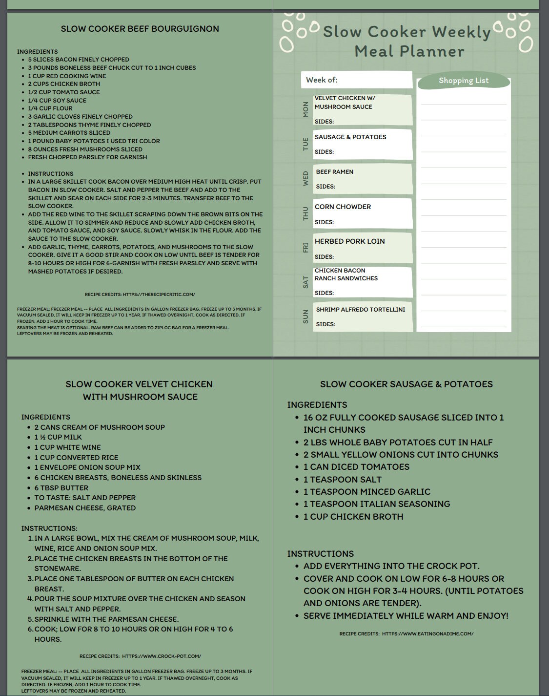 26 Week Slow Cooker Meal Plan - Etsy