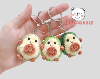 Cuddorable Handmade Amigurumi Avocado Crochet Keychain