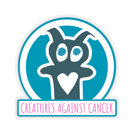 Creatures Against Cancer graphic logo sticker.

Design Details:
Circle logo with stylized word mark.

Our Mission:
To bring happiness, peace and comfort to cancer patients and survivors. All proceeds go to benefit people living with cancer. We are a 501(c)(3) non-profit, EIN: 81-2224679.

Sticker Details:

.: Material: 100% vinyl with 3M glue
.: White or transparent
.: Grey adhesive left side for white stickers
.: For indoor use (not waterproof)