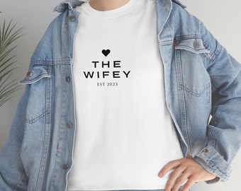Bride T-Shirt Wifey Gift, Bridal Shower Shirt, Engagement Gift, Gift for Bride, Gift for Fiance, Wedding Gift Bride Unisex Heavy Cotton Tee
