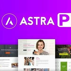 Op de afbeelding: Astra Pro-logo met website-ontwerpvoorbeelden op een paarse achtergrond. Het logo heeft een wit 'A'-symbool in een cirkel, met de woorden 'ASTRA PRO' in witte tekst. Website-ontwerpvoorbeelden worden hieronder weergegeven.