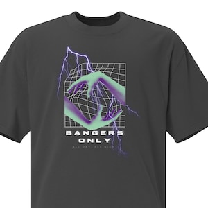 Bangers Only Oversized Faded T-shirt, Techno Shirt, Drum and Bass Tshirt, Rave Wear, Electronic Music Shirt, Festival Clothing