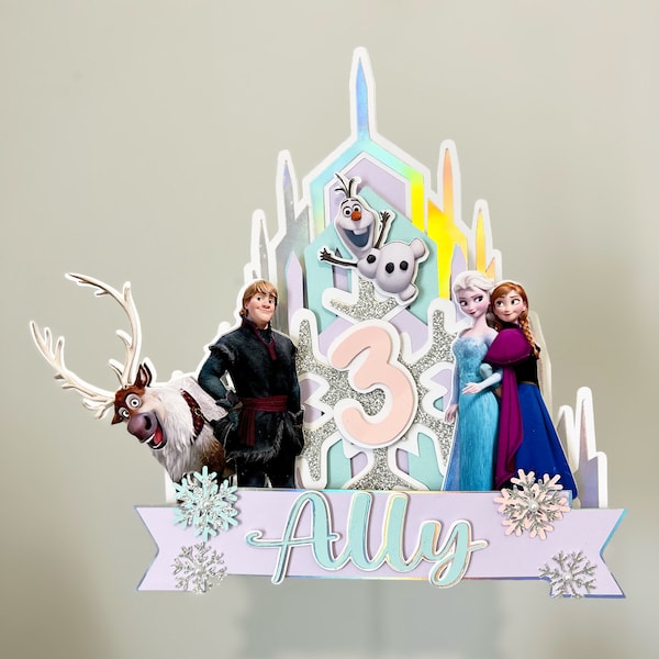 Frozen cake topper, winter themed cake topper, Princess cake topper, Elsa and Ana cake topper, Girl cake topper