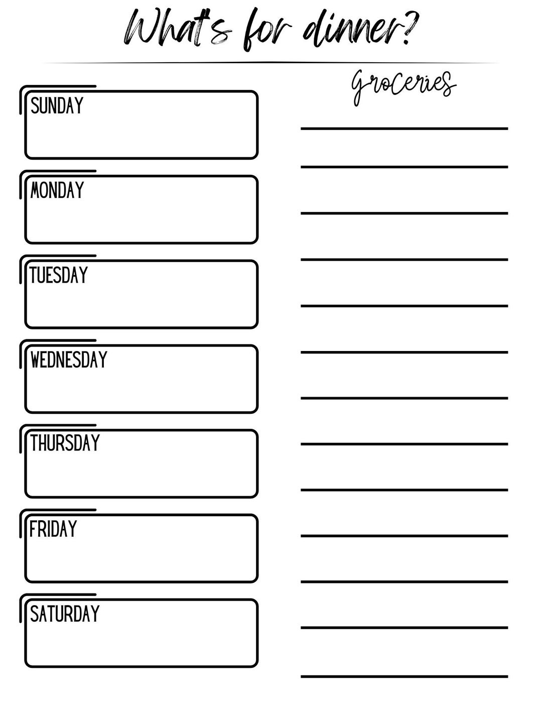 Weekly Dinner Planner - Etsy