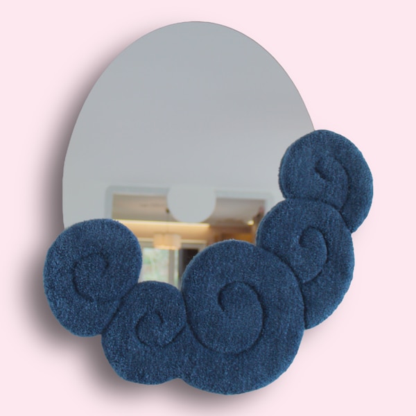 Miroir ovale nuage bleu foncé - décoration murale