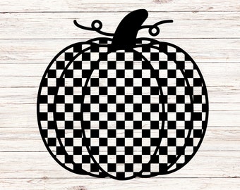 Checkered Pumpkin SVG/PNG: Retro Groovy Fall Design (Digital Download)
