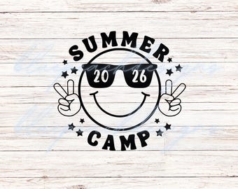 Summer Camp 2026 SVG/PNG: Smiley Face Clipart (Digital Files)