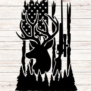 Bandeira de caça de cervos svg rifle bandeira americana svg cauda branca buck SVG/PNG ClipArt arquivos digitais fundo transparente