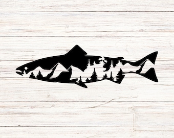 Trout Fishing SVG: Mountain Fish Outdoors Clipart (Digital Files)