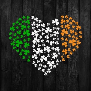 Bandiera irlandese Shamrock Saint Patricks Day Heart SVG/PNG Digital Files Download Instant Seamless Clip Art Sfondo trasparente