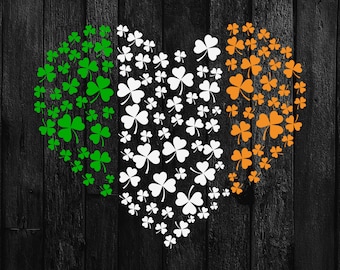Irish Flag Shamrock Heart SVG PNG: St Patricks Day Clip Art (Digital Download)