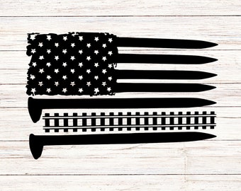 Railroad American Flag SVG: Train Track Clipart (Digital File)