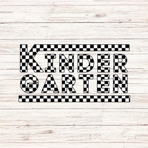 Checkered kindergarten svg png, retro back to school, hello kindergarten, teacher classroom