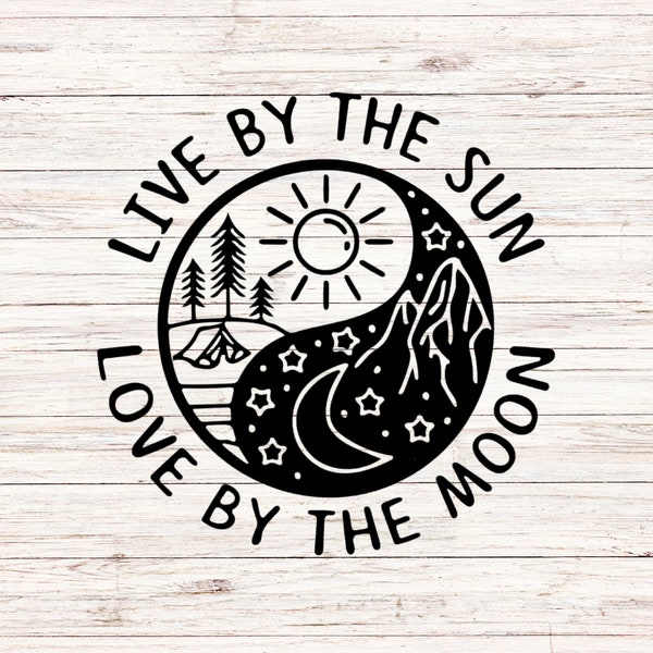 Live By The Sun Love By The Moon Camping Outdoors Adventure SVG/PNG Digital Files Download Instant Seamless Clip Art Transparent Background