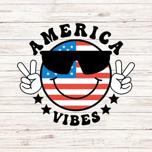 4 juli svg America Vibes svg Smile Face svg Vlag patriottische PNG vierde juli svg onafhankelijkheidsdag svg