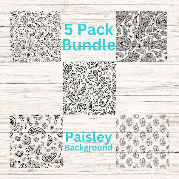 Paisley svg/png 5 Pack Western Pattern Bandana Print Digital Files Transparent Background