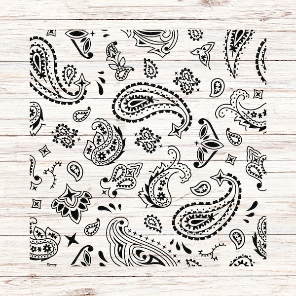 Paisley svg Western Pattern Bandana Print SVG/PNG Digital Files Download Instant Seamless Clip Art Transparent Background