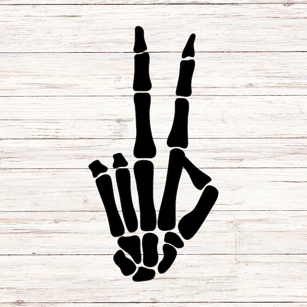 Skeleton Peace Sign Language Halloween Horror Bones Gothic SVG/PNG Digital Files Download Instant Seamless Clip Art Transparent Background