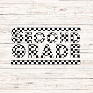 Checkered Second grade svg png, hello back to school, retro second grade, teacher, school classroom