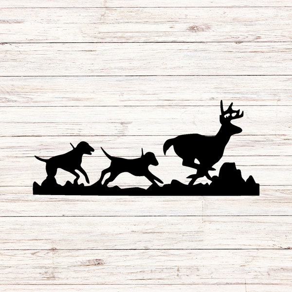 Hunting with Dogs Deer Buck Doe Hunting Dog Hunt Woods Hunter SVG/PNG ClipArt Digital Files Download Instant Seamless Transparent Background