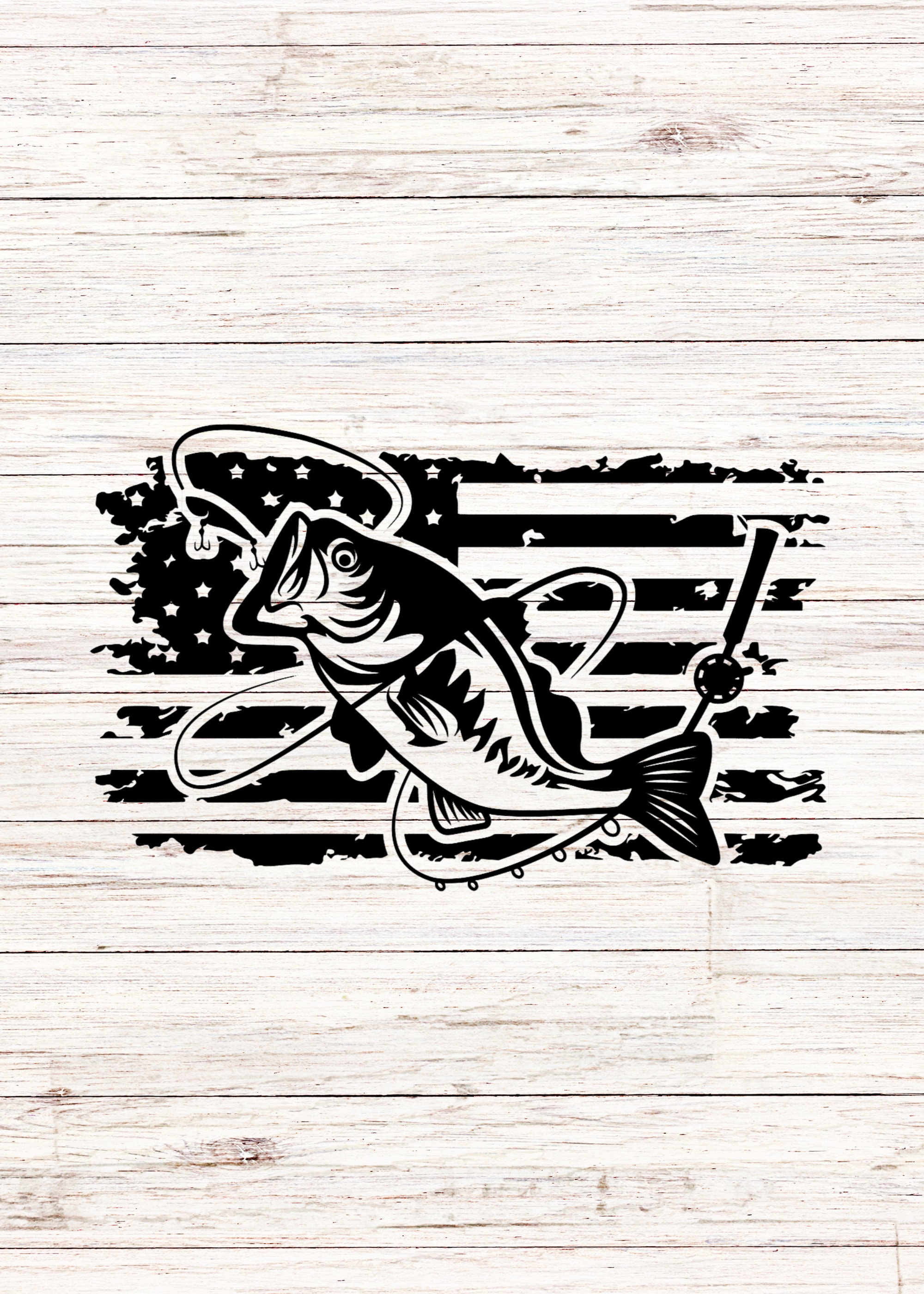Bass Fishing American Flag Svg Fish With Fishing Pole Rod SVG/PNG Digital  Files Clipart Transparent Background -  Canada