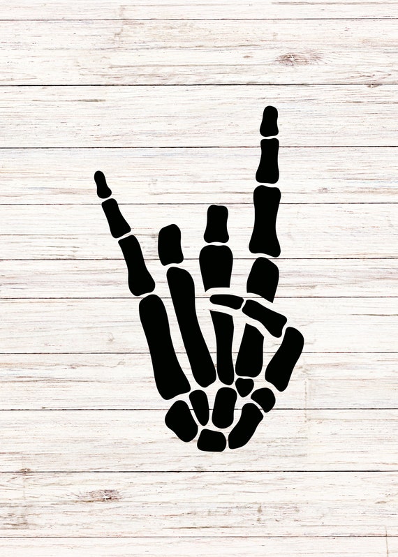 Skeleton Rock on Sign Hand Halloween Horror Gothic Bones SVG/PNG Digital  Files Download Instant Seamless Clip Art Transparent Background 
