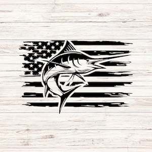 Fisch svg amerikanische Flagge svg Marlin Schwertfisch Bill Angeln svg Fischer svg SVG/PNG digitale Dateien Download Instant Vorlage nahtlose Clipart