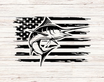 Fish svg American Flag svg marlin swordfish bill Fishing svg Fisherman svg SVG/PNG Digital Files Download Instant Template Seamless Clipart