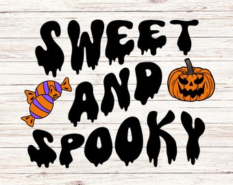Słodkie i straszne svg/png, upiorny sezon svg, cukierki halloweenowe, zabawny Halloween, upiorne wibracje svg, koszulka halloweenowa svg