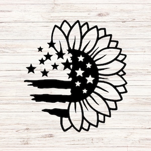 Sonnenblume Amerikanische Flagge svg Amerika Patriotisch vierte von Juli SVG/PNG Digitale Dateien Download Sofort Nahtlose ClipArt Transparenten Hintergrund
