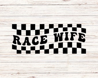Race Wife SVG: Design de bandeira quadriculada de pista de corrida (download digital)